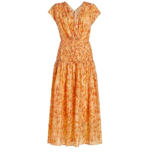Acler Bicknell Floral Maxi Dress Peach Cotton Size US 2 AU 6 Romantic - Picture 5 of 16